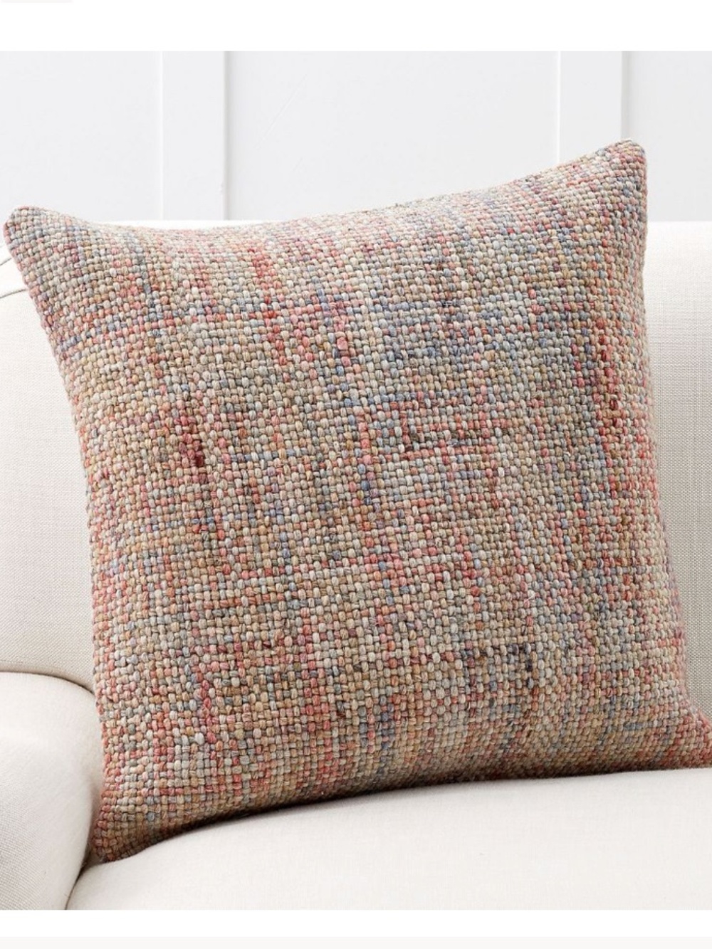 NWT- Pottery Barn Renly Wool Woven Textured Pillow Cover 22”x22” Warm Multicolor